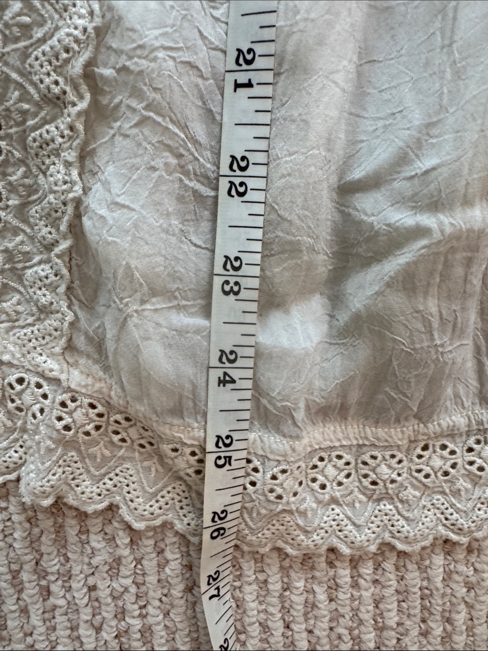 Johnny Was Cream Lace & Pintuck Button-Front Blouse - Picture 12 of 12